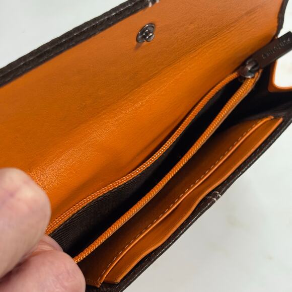 Puntotres Brown Leather Wallet Bifold Snap Closure Contrast Stitching 6.5"x4" - Picture 11 of 15